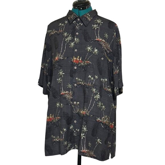 Batek Bay Button-Down Casual Shirt Tropical Beach Theme 100% Rayon Men's Size XL - Picture 1 of 14